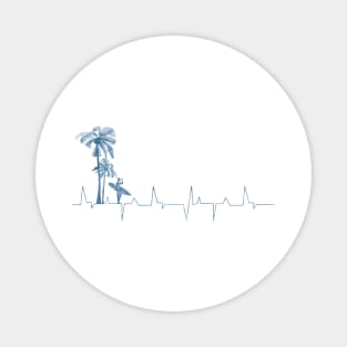 Heartbeat Surfer and Palm Trees Blue Magnet